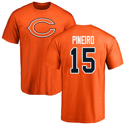 Chicago Bears Men Orange Eddy Pineiro Name and Number Logo NFL Football #15 T Shirt->nfl t-shirts->Sports Accessory